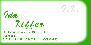 ida kiffer business card
